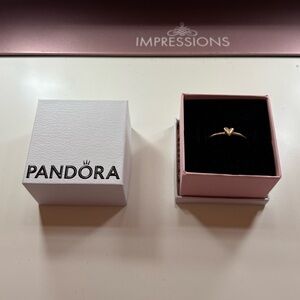 Pandora Rose Gold Heart Stackable Ring with Pink Box